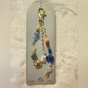 Eye Candy Handmade Blue & Pearl Beaded Keychain Charm